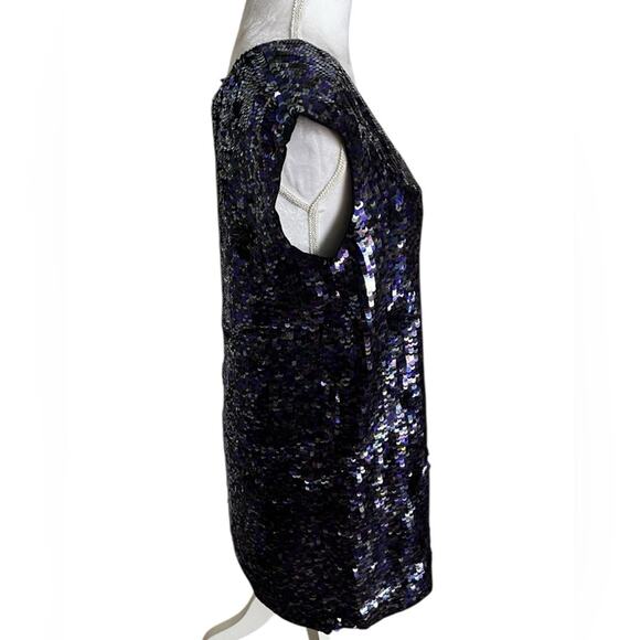 French Connection Sequin Shift Mini Dress Size 8 Sparkly Glam - Picture 2 of 6